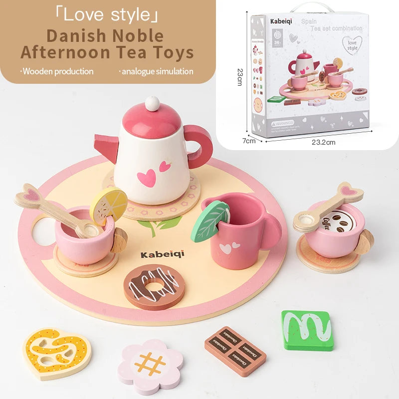 Children's simulation wooden toys, tea set sets, pretend games, baby educational toys, birthday and holiday gifts