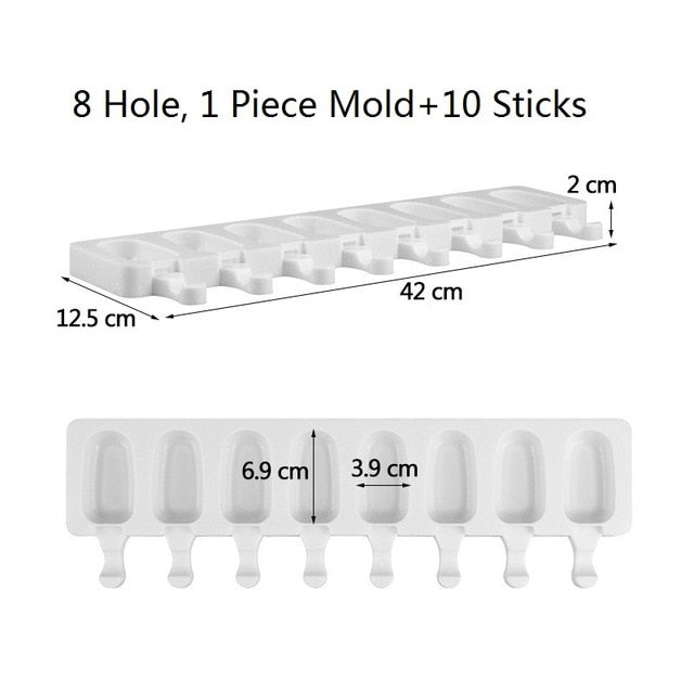 Ice Cream Tray Popsicle Stick - Allforhome 8/4/1 Hole Silicone