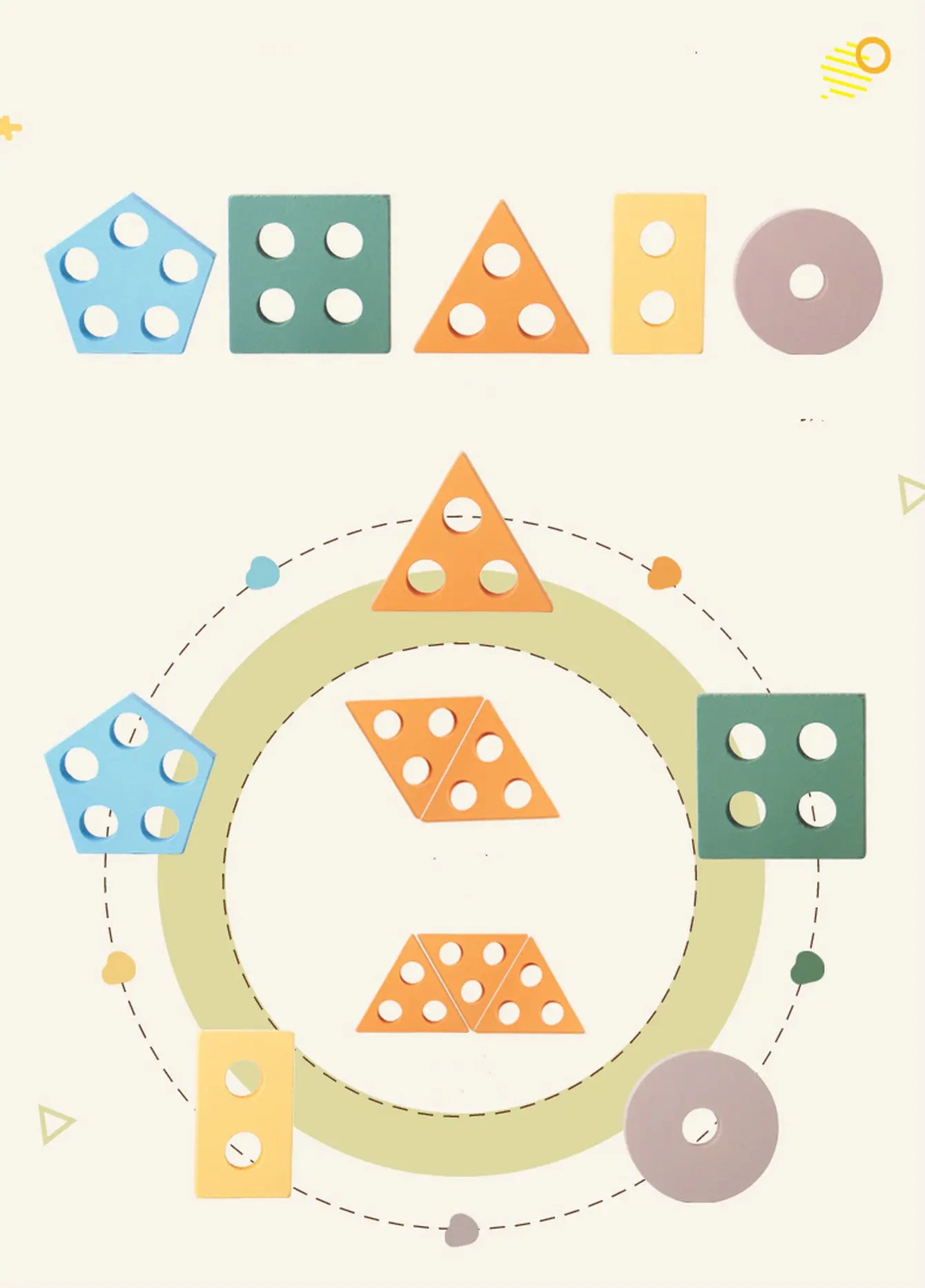 Montessori Toys For 3- 6 Year Old Boys Girls-Wooden Sorting & Stacking Toys For Baby Toddlers