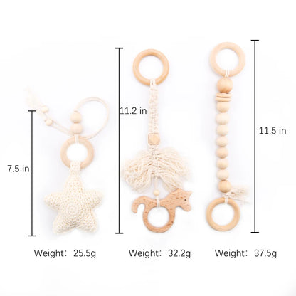 1set Baby Wooden Rattle Toys Play Gym Mobile Hanging Sensory Toys Foldable Play Gym Frame Activity Gym Baby Room Decorations Toy