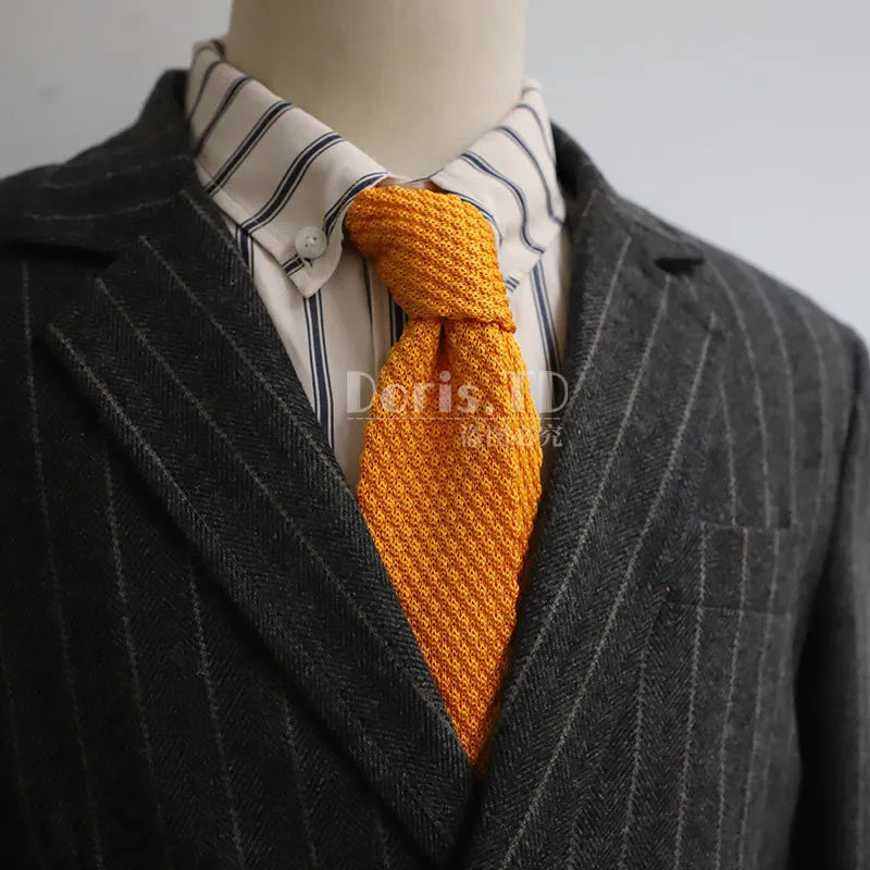 Men's Knitted Tie Solid Colourful Tie Skinny Narrow Slim Knit Warm Neck Gifts For Men Classic Woven Designer Daily Wear Cravat