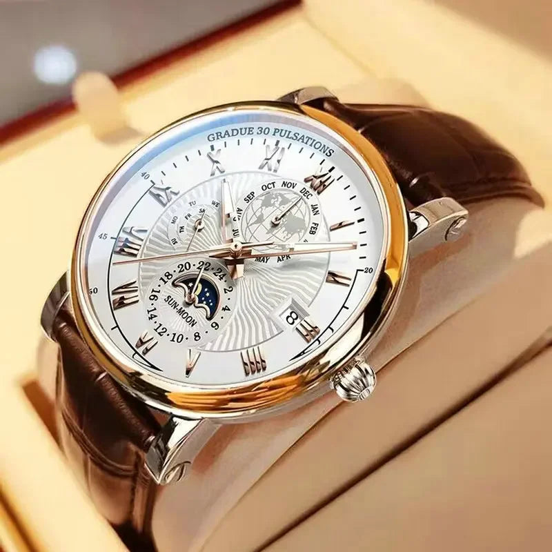 Men Watch Fashion Top Luxury Sport Men's Wristwatch Waterproof Luminous Leather Date Quartz Watches Man clock
