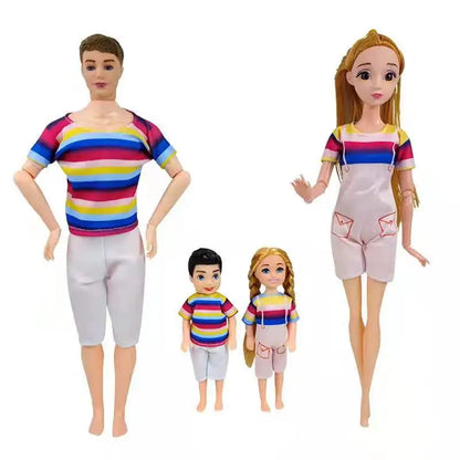 Fashion Wear Kids Toys Doll Clothes Mini Dress Dad Mom Baby Family Outfit Accessories For Dolls DIY Birthday Gift