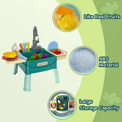 Children's Play At Home Toys Early Education Kitchen Simulation Electric Dishwashing Table Water Outlet Vegetable Washing Toys