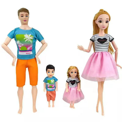 Fashion Wear Kids Toys Doll Clothes Mini Dress Dad Mom Baby Family Outfit Accessories For Dolls DIY Birthday Gift