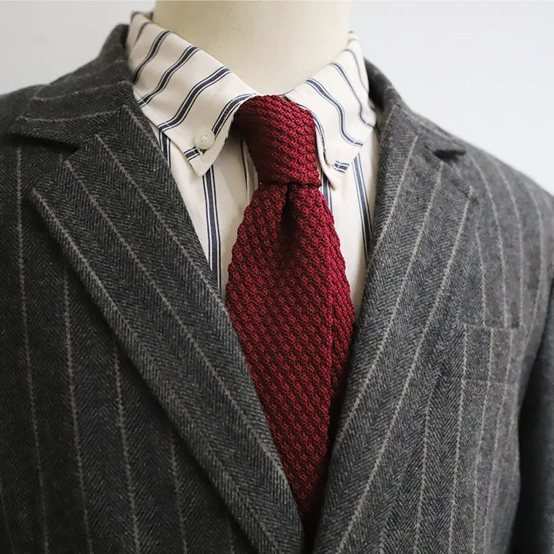 Men's Knitted Tie Solid Colourful Tie Skinny Narrow Slim Knit Warm Neck Gifts For Men Classic Woven Designer Daily Wear Cravat