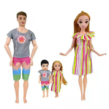 Fashion Wear Kids Toys Doll Clothes Mini Dress Dad Mom Baby Family Outfit Accessories For Dolls DIY Birthday Gift