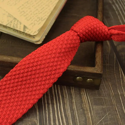 New Fashion Knitted Ties For Men British Casual Preppy Chic Solid Brown Black Neckties Women 6CM Red Narrow Soft Neck Tie Cravat