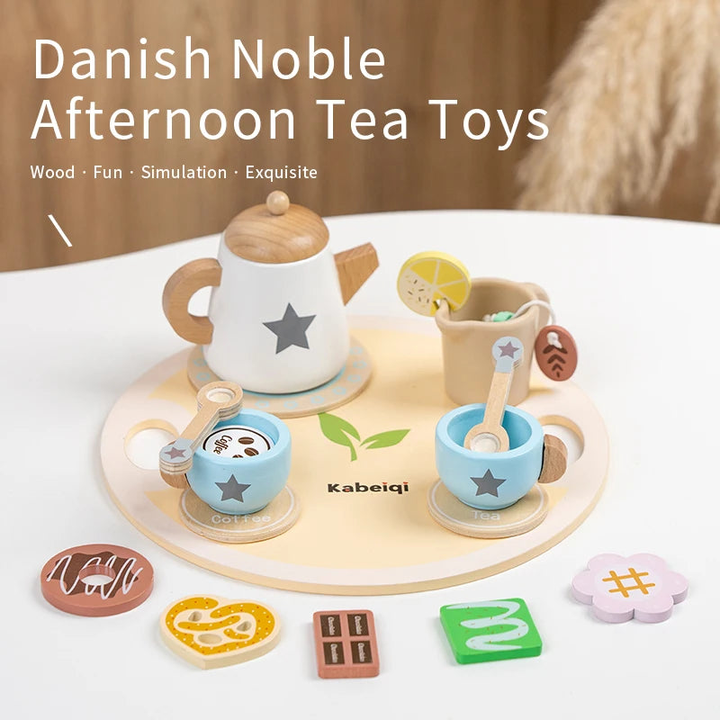 Children's simulation wooden toys, tea set sets, pretend games, baby educational toys, birthday and holiday gifts