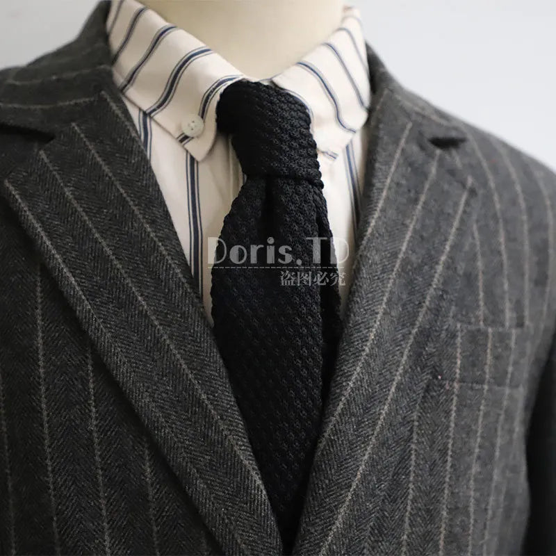 Men's Knitted Tie Solid Colourful Tie Skinny Narrow Slim Knit Warm Neck Gifts For Men Classic Woven Designer Daily Wear Cravat