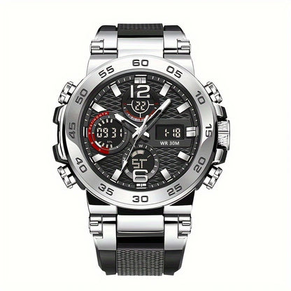 New Watches For Men Waterproof Clock Alarm Reloj Hombre LCD Dual Display Wristwatch Quartz Sports Mens Watch