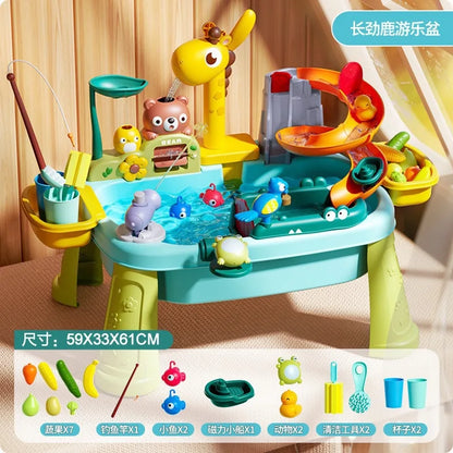 Children's kitchen toys electric fun water play water wash basin fishing dishwashing home role-playing baby early education toy