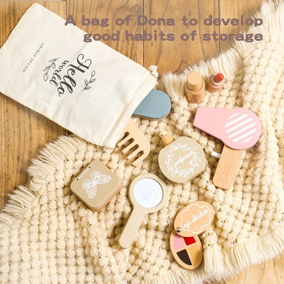 Wooden Baby Toys Simulation Cosmetics Set Pretend Makeup Toys Girls Playing House Game Children Early Education Montessori Toys