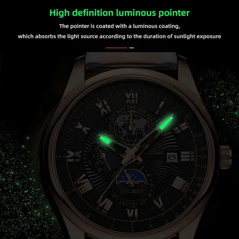 Men Watch Fashion Top Luxury Sport Men's Wristwatch Waterproof Luminous Leather Date Quartz Watches Man clock