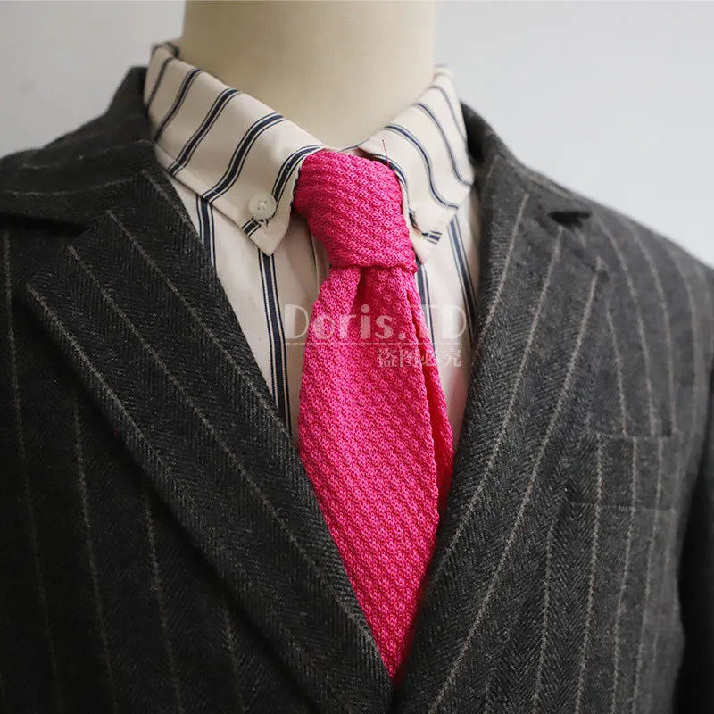 Men's Knitted Tie Solid Colourful Tie Skinny Narrow Slim Knit Warm Neck Gifts For Men Classic Woven Designer Daily Wear Cravat