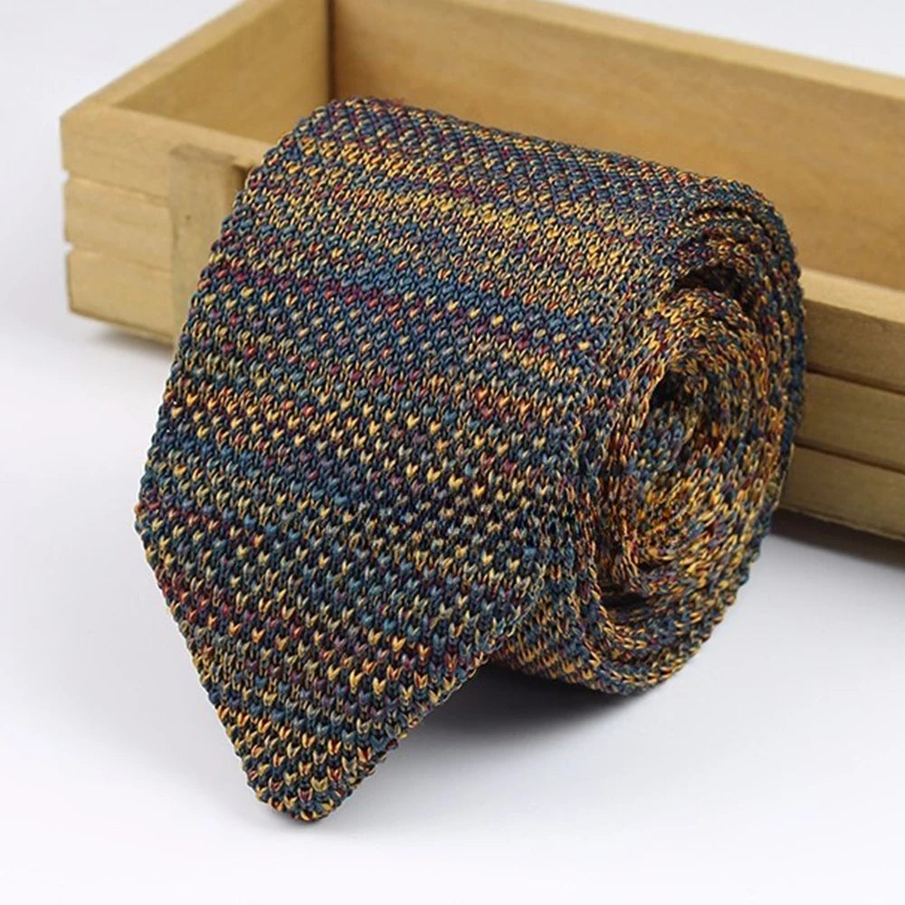 New Style Gradient Fashion Men's Solid Colourful Tie Knitted Ties Necktie Normal Slim Classic Woven Cravate Narrow Neckties
