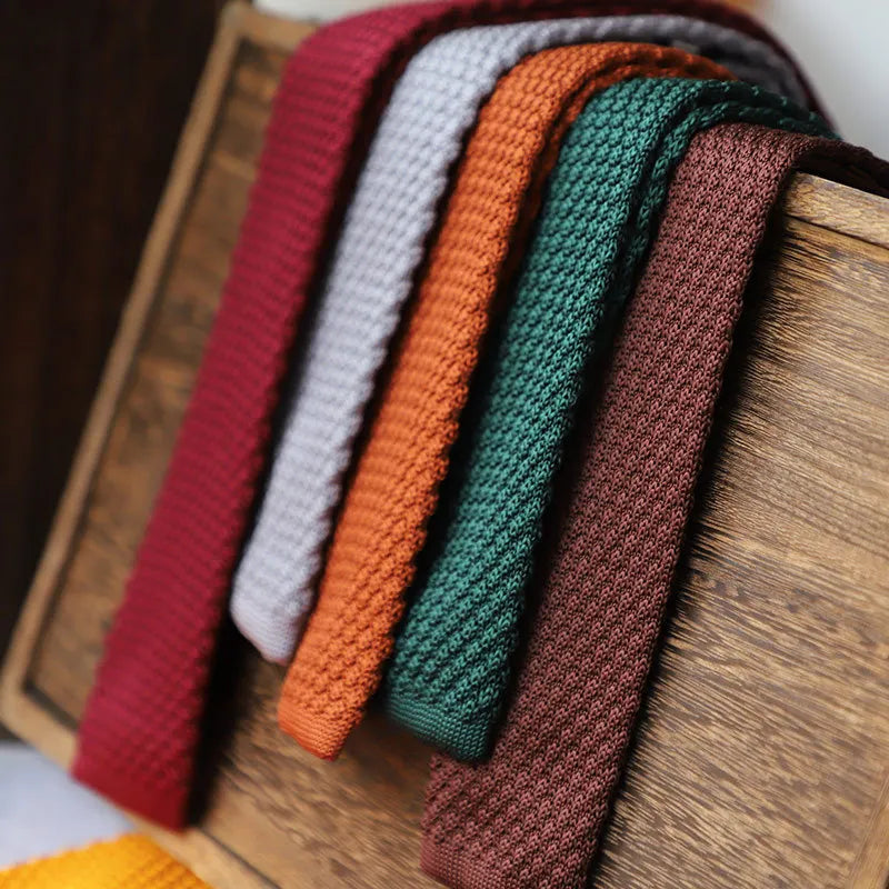 Men's Knitted Tie Solid Colourful Tie Skinny Narrow Slim Knit Warm Neck Gifts For Men Classic Woven Designer Daily Wear Cravat