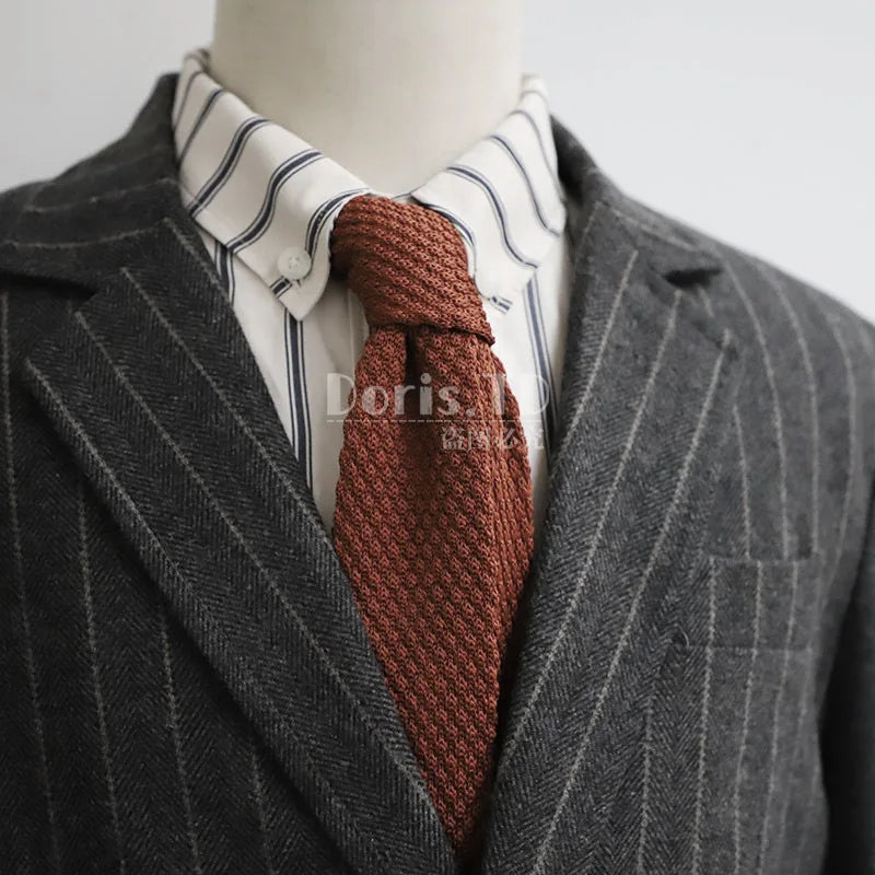 Men's Knitted Tie Solid Colourful Tie Skinny Narrow Slim Knit Warm Neck Gifts For Men Classic Woven Designer Daily Wear Cravat