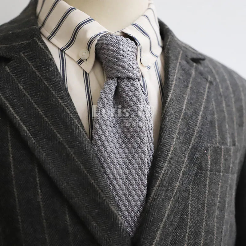 Men's Knitted Tie Solid Colourful Tie Skinny Narrow Slim Knit Warm Neck Gifts For Men Classic Woven Designer Daily Wear Cravat